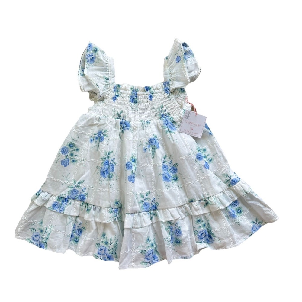NWT Shabby chic Mommy & Me Baby girls White Ruffle Smocked dress Sz 18 Months